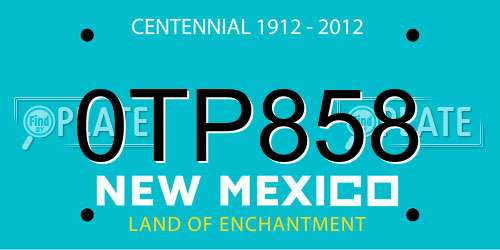0TP858 New Mexico License Plate