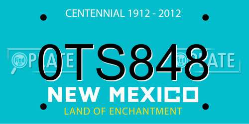 0TS848 New Mexico License Plate