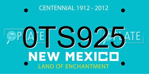 0TS925 New Mexico License Plate