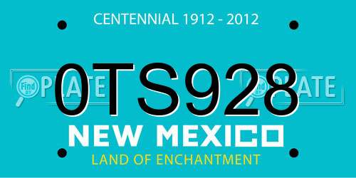 0TS928 New Mexico License Plate
