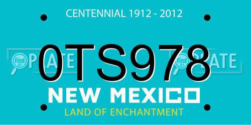 0TS978 New Mexico License Plate