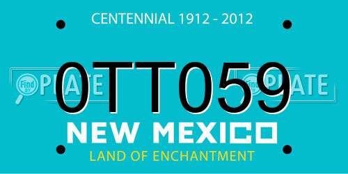 0TT059 New Mexico License Plate