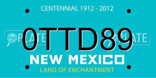 0TTD89 New Mexico License Plate