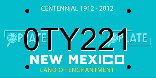 0TY221 New Mexico License Plate