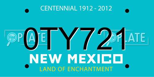 0TY721 New Mexico License Plate