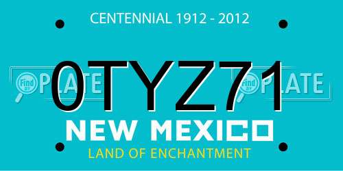 0TYZ71 New Mexico License Plate