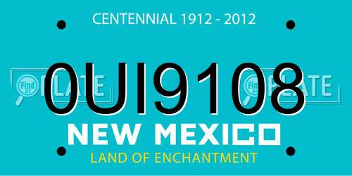 0UI9108 New Mexico License Plate