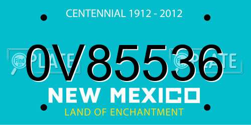 0V85536 New Mexico License Plate