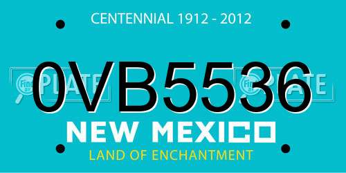 0VB5536 New Mexico License Plate