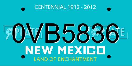 0VB5836 New Mexico License Plate