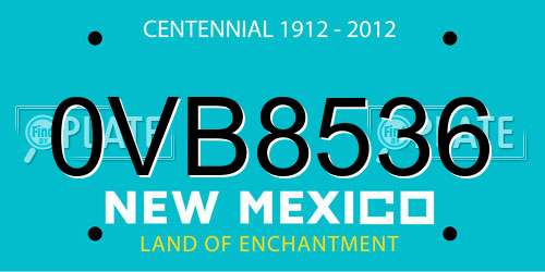0VB8536 New Mexico License Plate