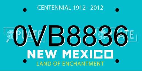 0VB8836 New Mexico License Plate