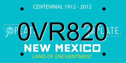 0VR820 New Mexico License Plate
