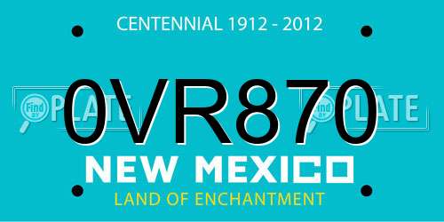 0VR870 New Mexico License Plate