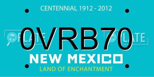 0VRB70 New Mexico License Plate