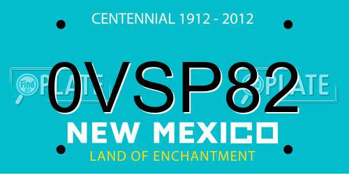 0VSP82 New Mexico License Plate