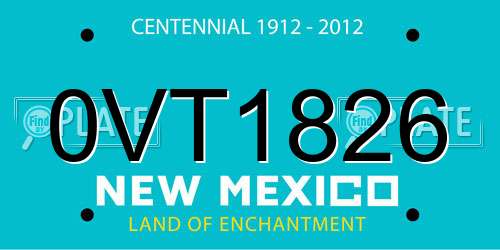 0VT1826 New Mexico License Plate