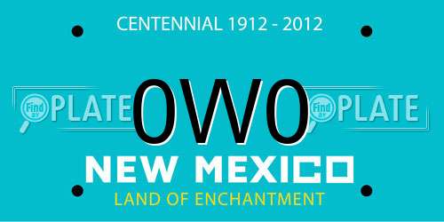 0W0 New Mexico License Plate