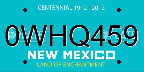 0WHQ459 New Mexico License Plate