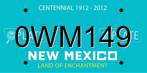 0WM149 New Mexico License Plate