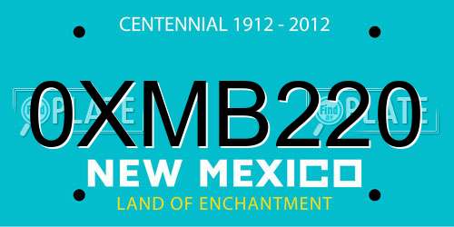 0XMB220 New Mexico License Plate