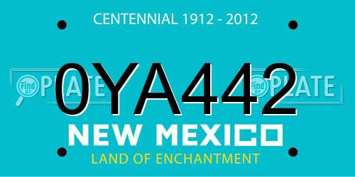 0YA442 New Mexico License Plate