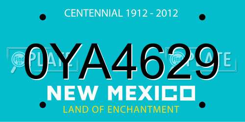 0YA4629 New Mexico License Plate
