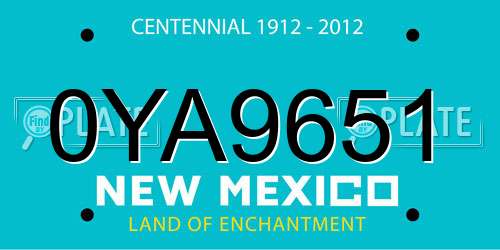 0YA9651 New Mexico License Plate