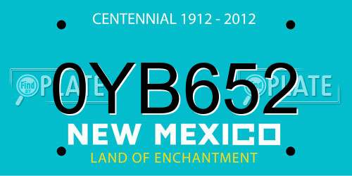 0YB652 New Mexico License Plate