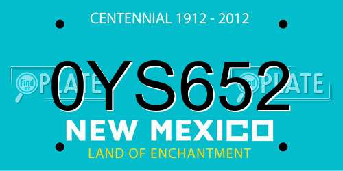 0YS652 New Mexico License Plate