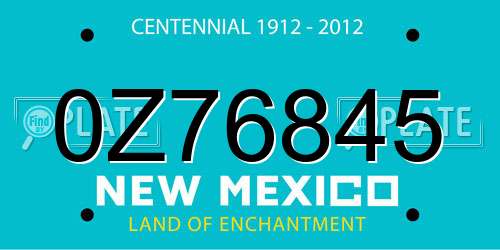 0Z76845 New Mexico License Plate