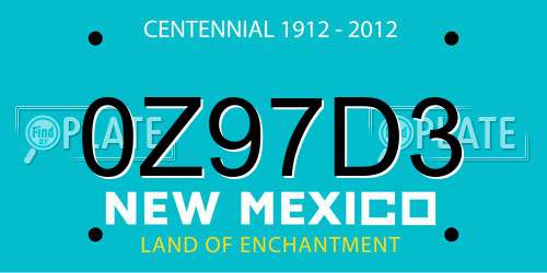 0Z97D3 New Mexico License Plate
