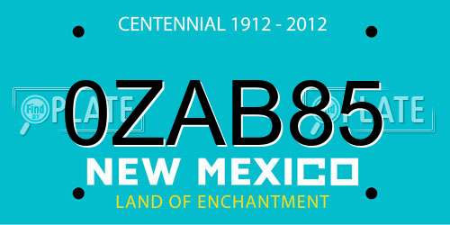0ZAB85 New Mexico License Plate