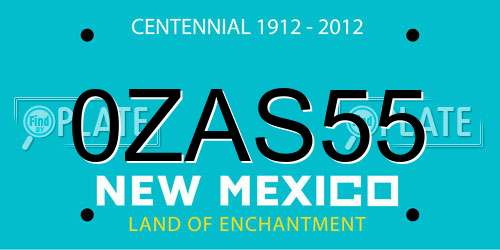 0ZAS55 New Mexico License Plate