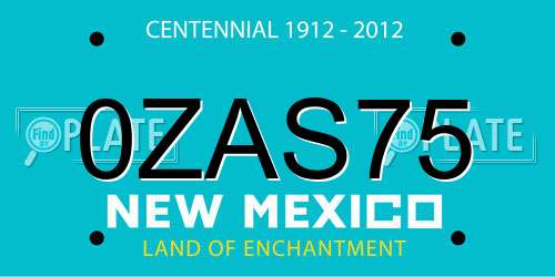 0ZAS75 New Mexico License Plate