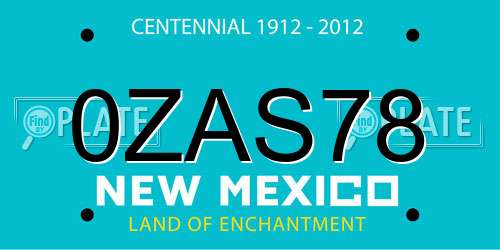 0ZAS78 New Mexico License Plate