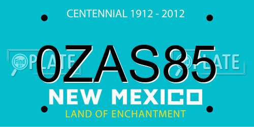 0ZAS85 New Mexico License Plate