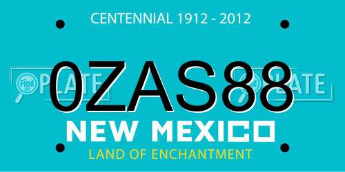 0ZAS88 New Mexico License Plate