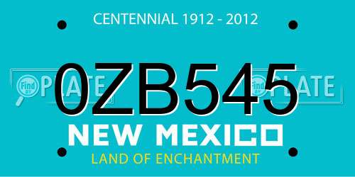 0ZB545 New Mexico License Plate
