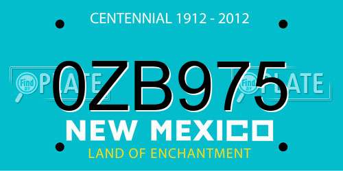 0ZB975 New Mexico License Plate