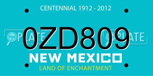 0ZD809 New Mexico License Plate