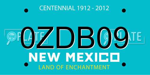 0ZDB09 New Mexico License Plate