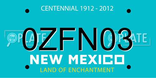 0ZFN03 New Mexico License Plate