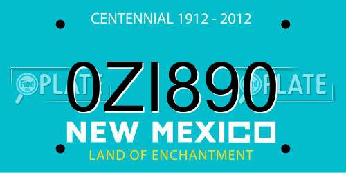 0ZI890 New Mexico License Plate