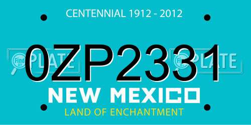 0ZP2331 New Mexico License Plate