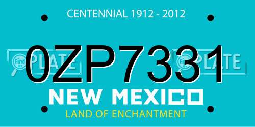 0ZP7331 New Mexico License Plate