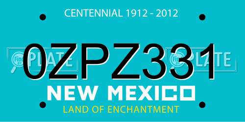 0ZPZ331 New Mexico License Plate