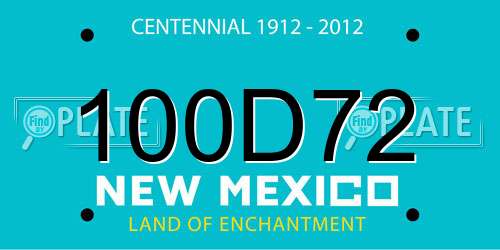 100D72 New Mexico License Plate