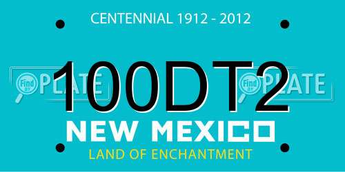 100DT2 New Mexico License Plate