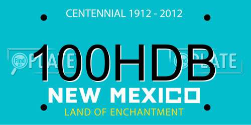 100HDB New Mexico License Plate